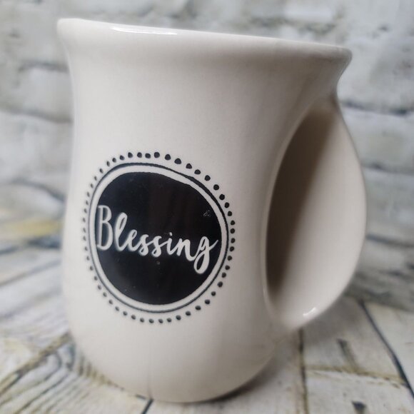 Blessing Lighthouse POTTERY Right Handed Warmer Mug Glazed  Appx 5 x 3.5 Inch - Picture 2 of 5